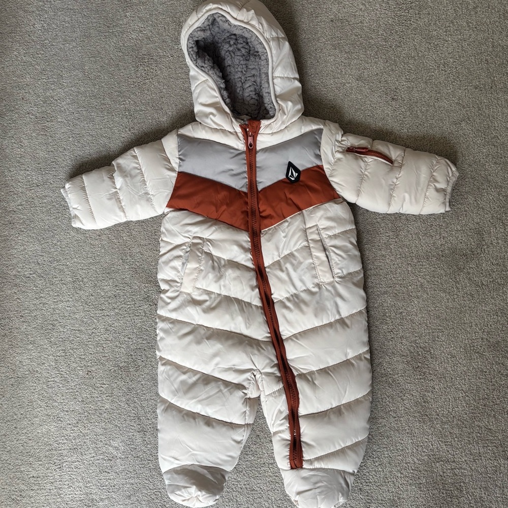 Volcom Baby Snowsuit – Hooded Fleece Lined Warm Winter Jumpsuit – 6-9 M